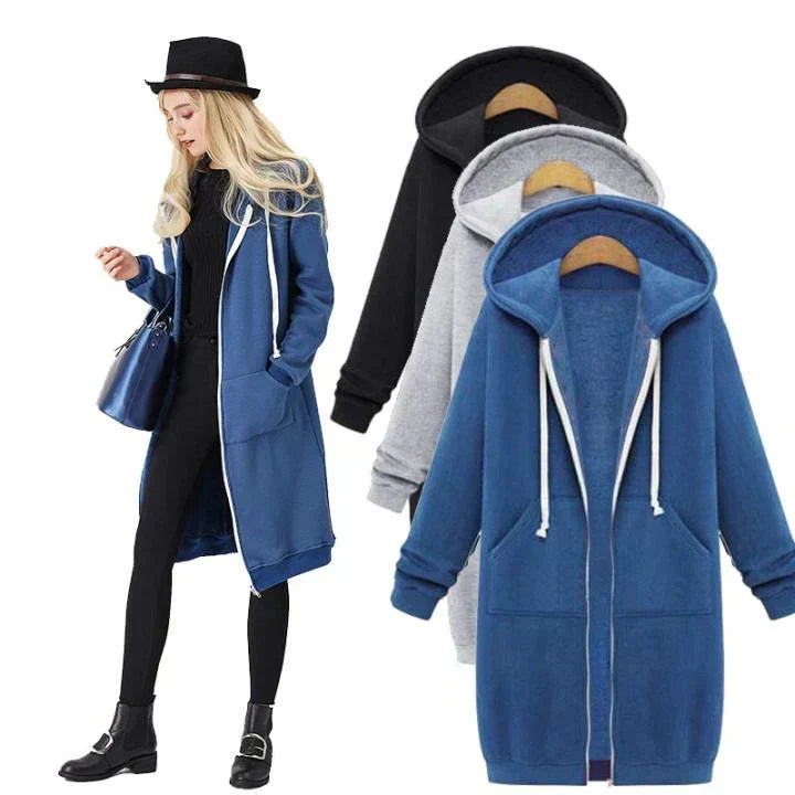 Lange Kapuzenjacke