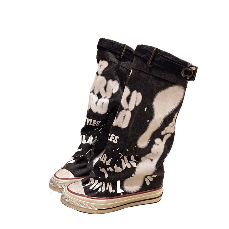 Modische Retro-Stiefel für Damen, flach & lässig