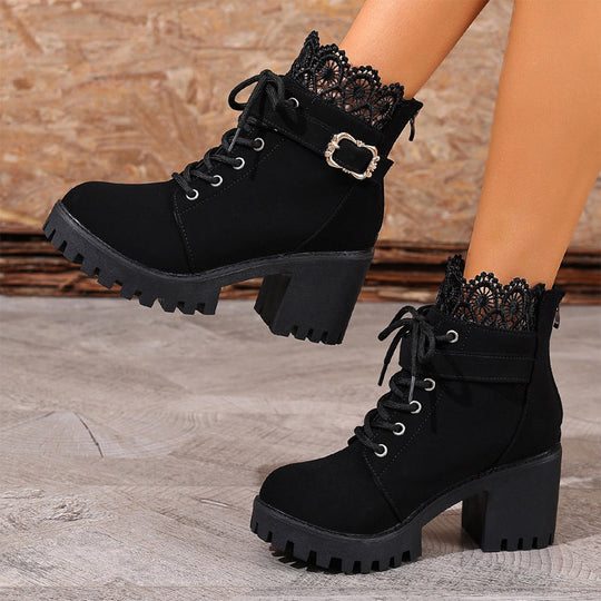 Kampfstiefeletten mit Absatz, Spitze und Schnalle Shopnory Shopnory