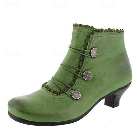 Damen Viktorianische Schnür-Stiefeletten mit Spitzenbesatz