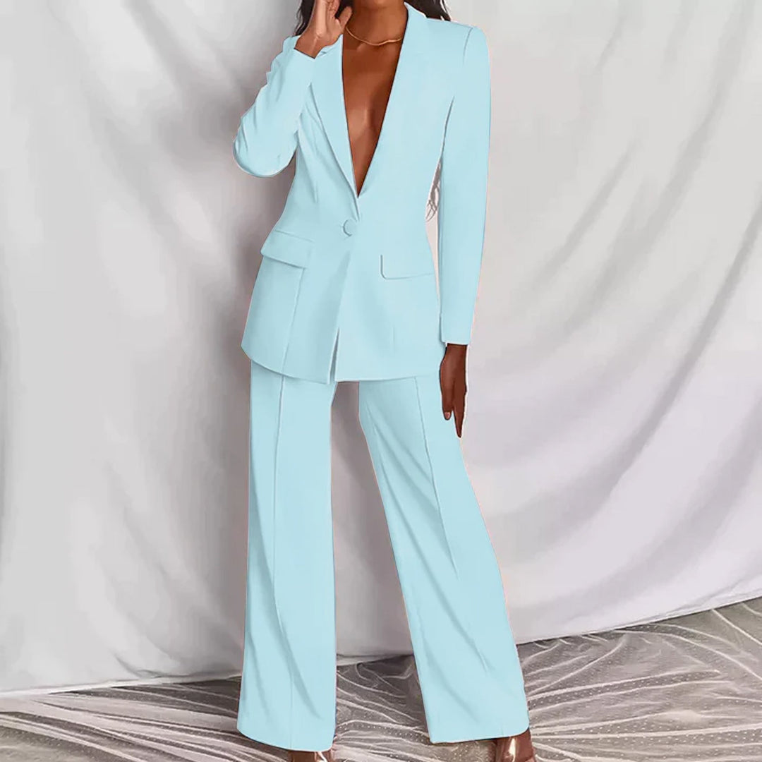 Elegantes Ensemble Bestehend Aus Einem Edlen Blazer und Einer Eleganten Hose