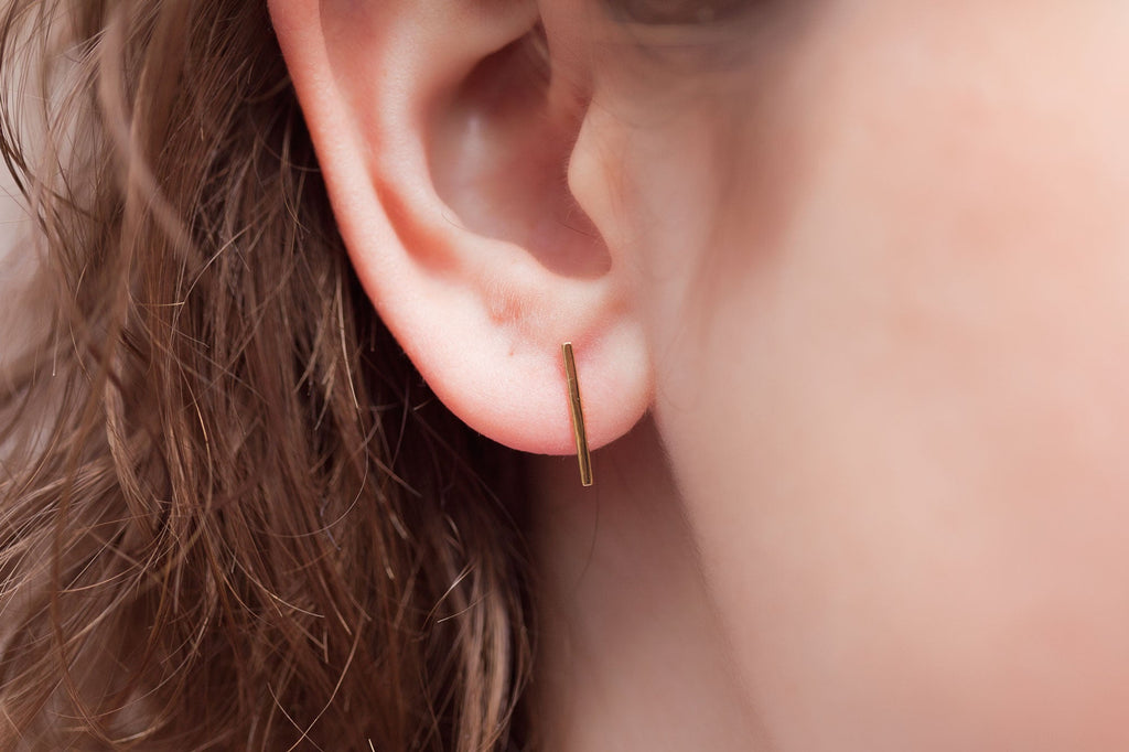 Ohrringe Stäbchen Vergoldet - Stab Ohrstecker für Damen | Shop Nory