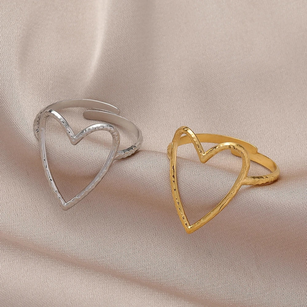 Edelstahl Big Heart verstellbare Ringe | Shop Nory