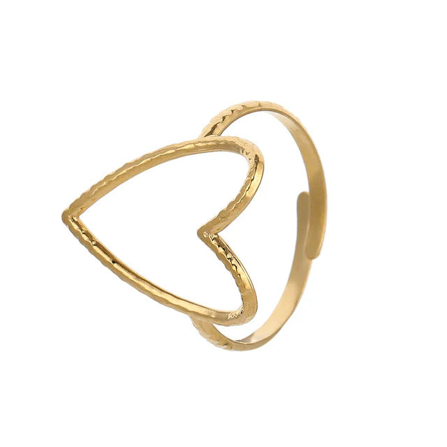Edelstahl Big Heart verstellbare Ringe | Shop Nory