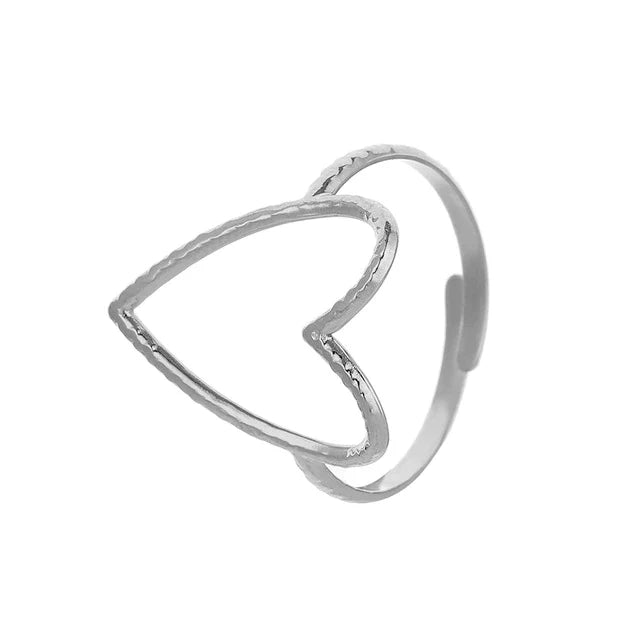 Edelstahl Big Heart verstellbare Ringe | Shop Nory