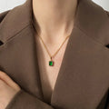 Edelstahl Kette Grünes Quadrat Halskette | Shop Nory