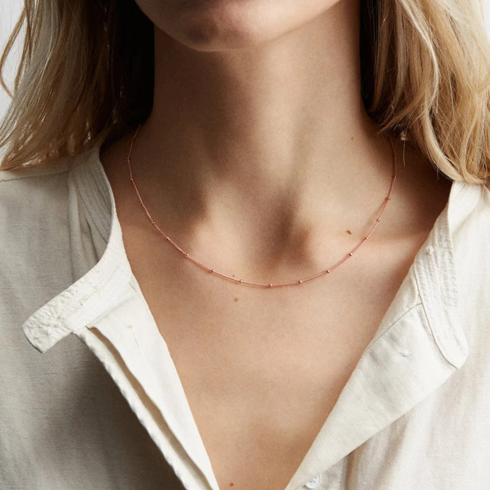 Edelstahl Kette Dünne Choker Perlen Halskette | Shop Nory