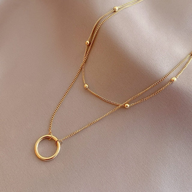Edelstahl 2-lagige Perlenanhänger Halskette | Shop Nory