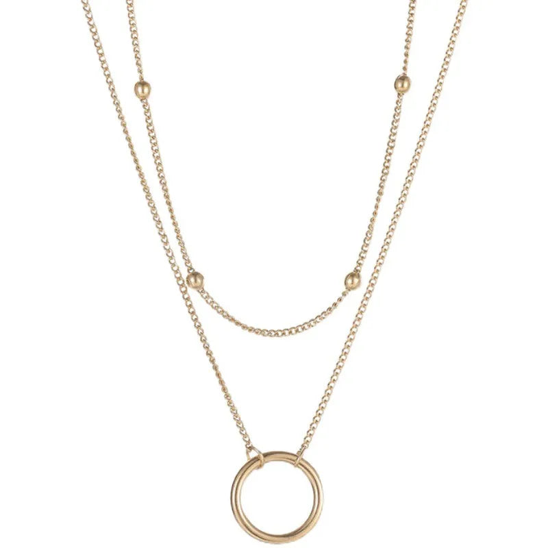 Edelstahl 2-lagige Perlenanhänger Halskette | Shop Nory