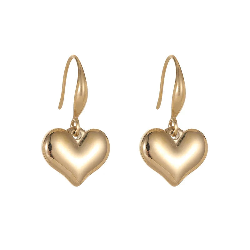 Edelstahl Goldfarbe Herz Anhänger Ohrringe | Shop Nory