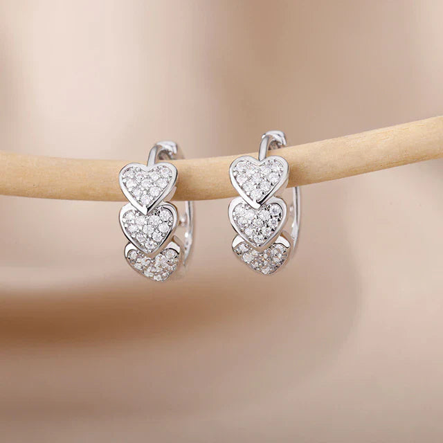 Edelstahl Herz Zirkon Creolen | Shop Nory