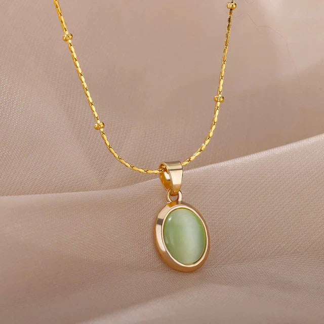 Edelstahl Rund Opal Halskette | Shop Nory