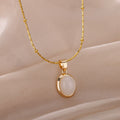 Edelstahl Rund Opal Halskette | Shop Nory