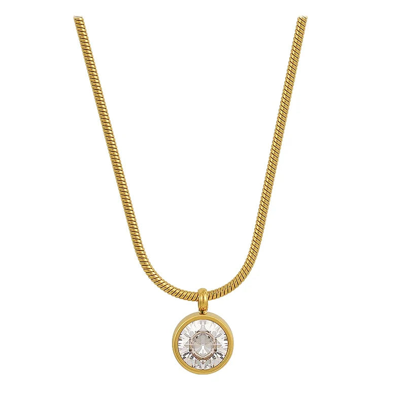 Edelstahl glänzende Zirkon Anhänger Halskette | Shop Nory