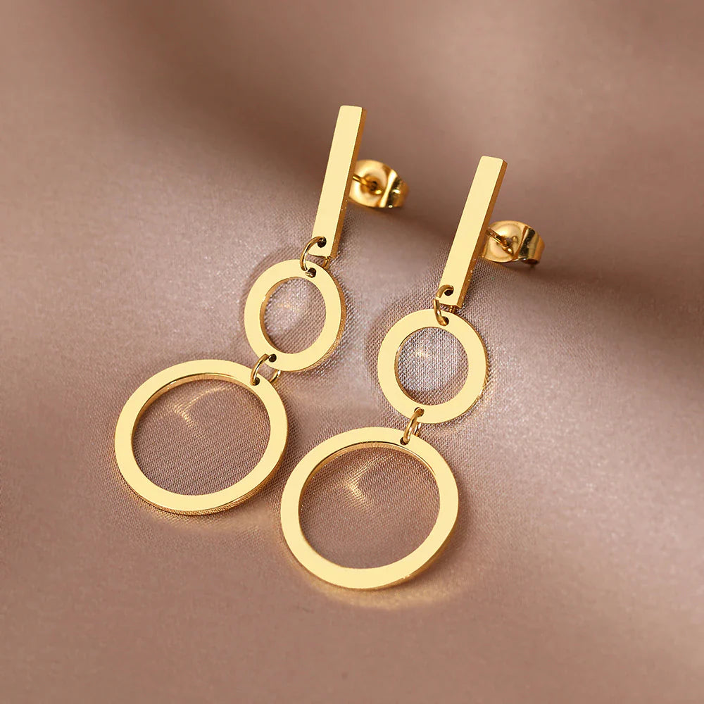 Edelstahl Doppelkreis Pendant Ohrringe | Shop Nory
