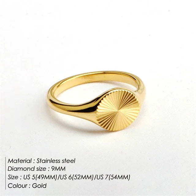 Edelstahl Wellen Zarte Strahlen Textur Ring | Shop Nory