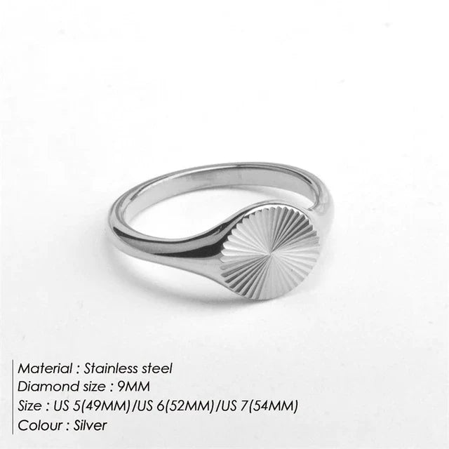 Edelstahl Wellen Zarte Strahlen Textur Ring | Shop Nory