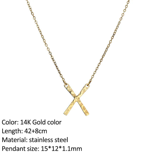 Edelstahl X-Shape Einfach Lange Halskette | Shop Nory