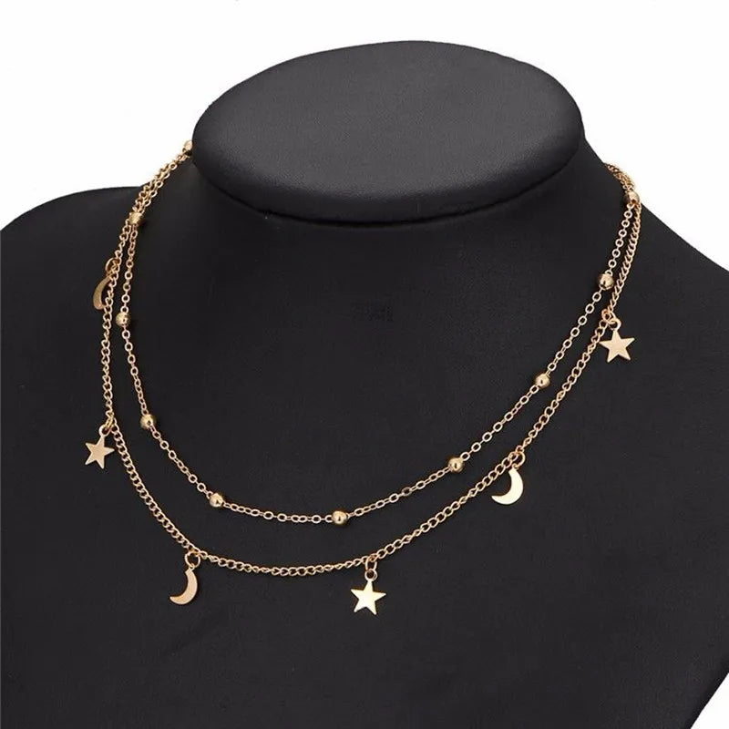 Stern Mond Anhänger Schlüsselbein Kettenhalskette | Shop Nory