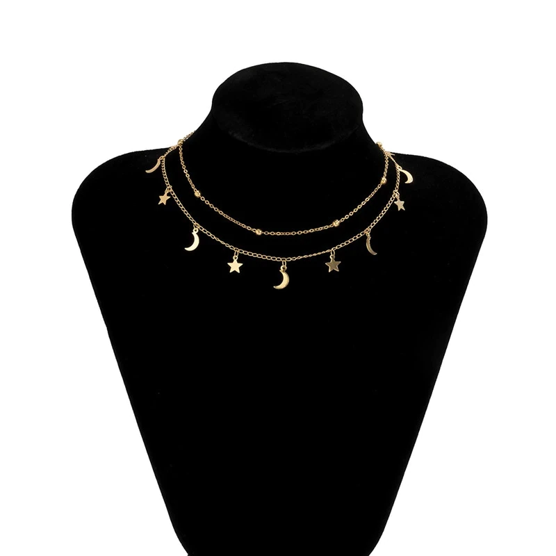 Stern Mond Anhänger Schlüsselbein Kettenhalskette | Shop Nory