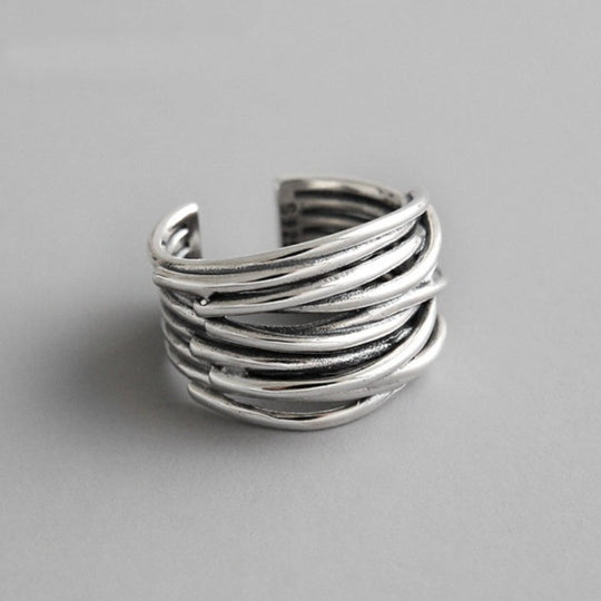 Silber Verstellbarer Ring In Lagen