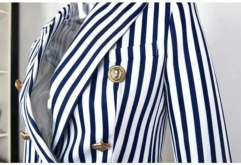 Gestreifter Blazer Damen - Lässig - Gestreift-Pinstripe