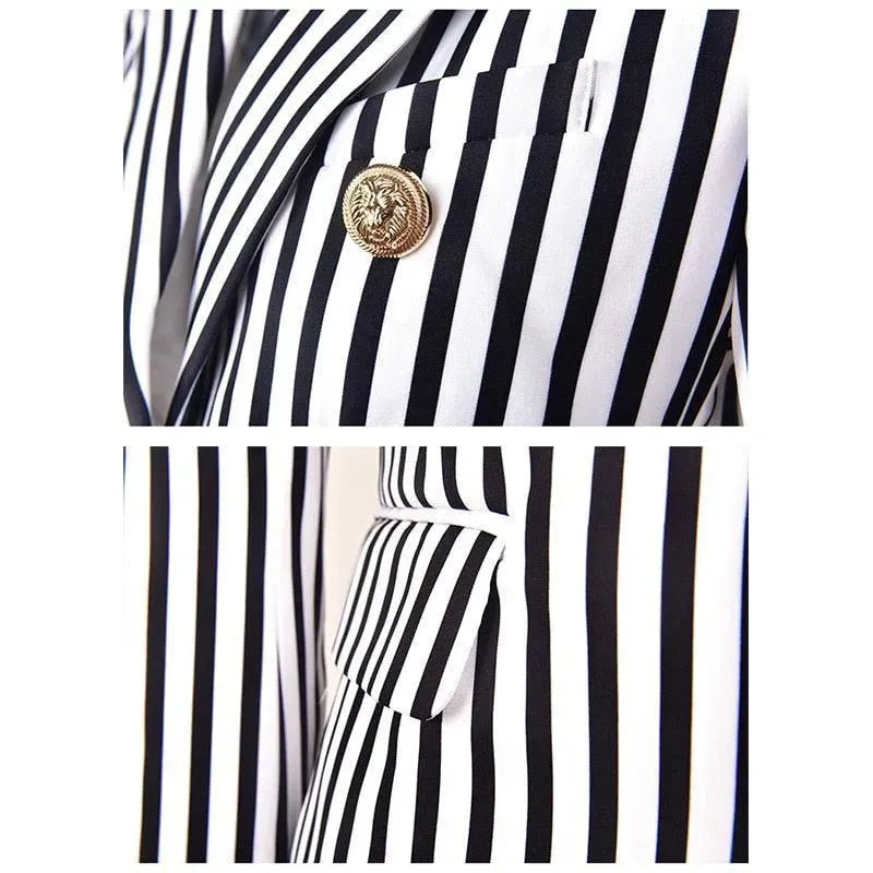Gestreifter Blazer Damen - Lässig - Gestreift-Pinstripe