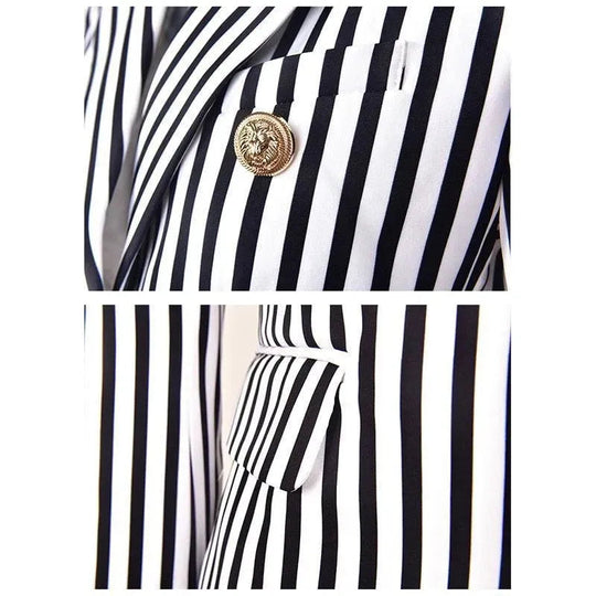 Gestreifter Blazer Damen - Lässig - Gestreift-Pinstripe