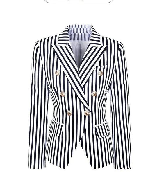 Gestreifter Blazer Damen - Lässig - Gestreift-Pinstripe