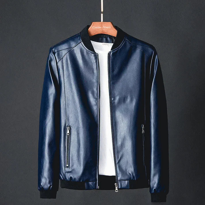 Stylische Herren-Lederjacke aus Kunstleder mit präzisen Details