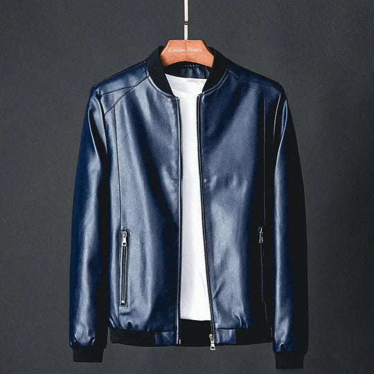 Stylische Herren-Lederjacke aus Kunstleder mit präzisen Details