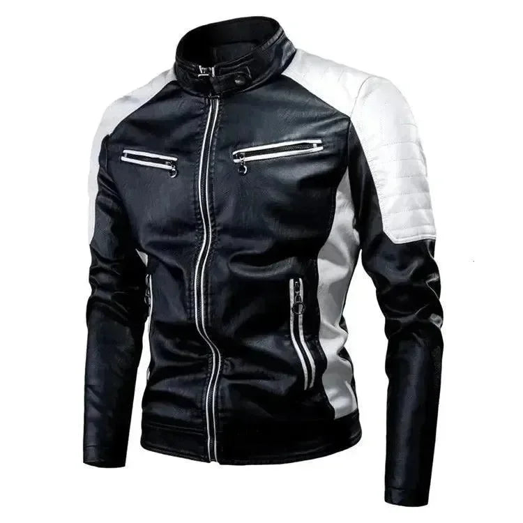 Stilvolle Slim-Fit Herren Leder Bikerjacke