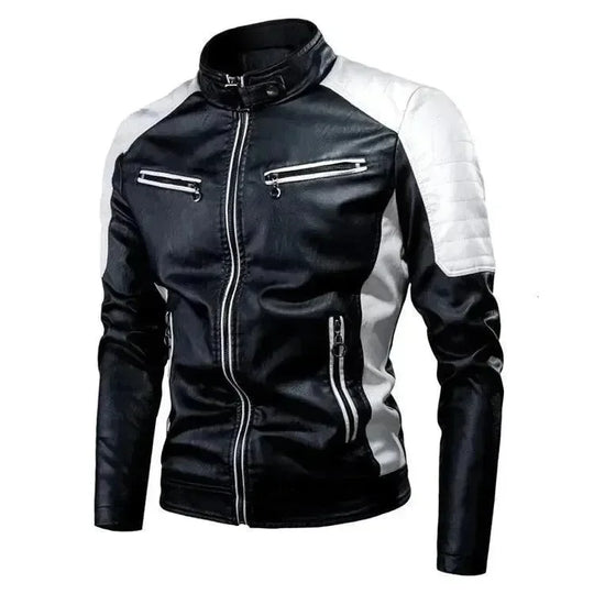 Stilvolle Slim-Fit Herren Leder Bikerjacke