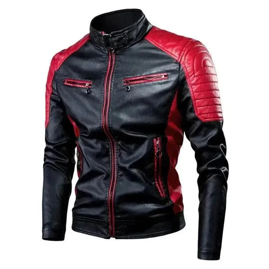 Stilvolle Slim-Fit Herren Leder Bikerjacke