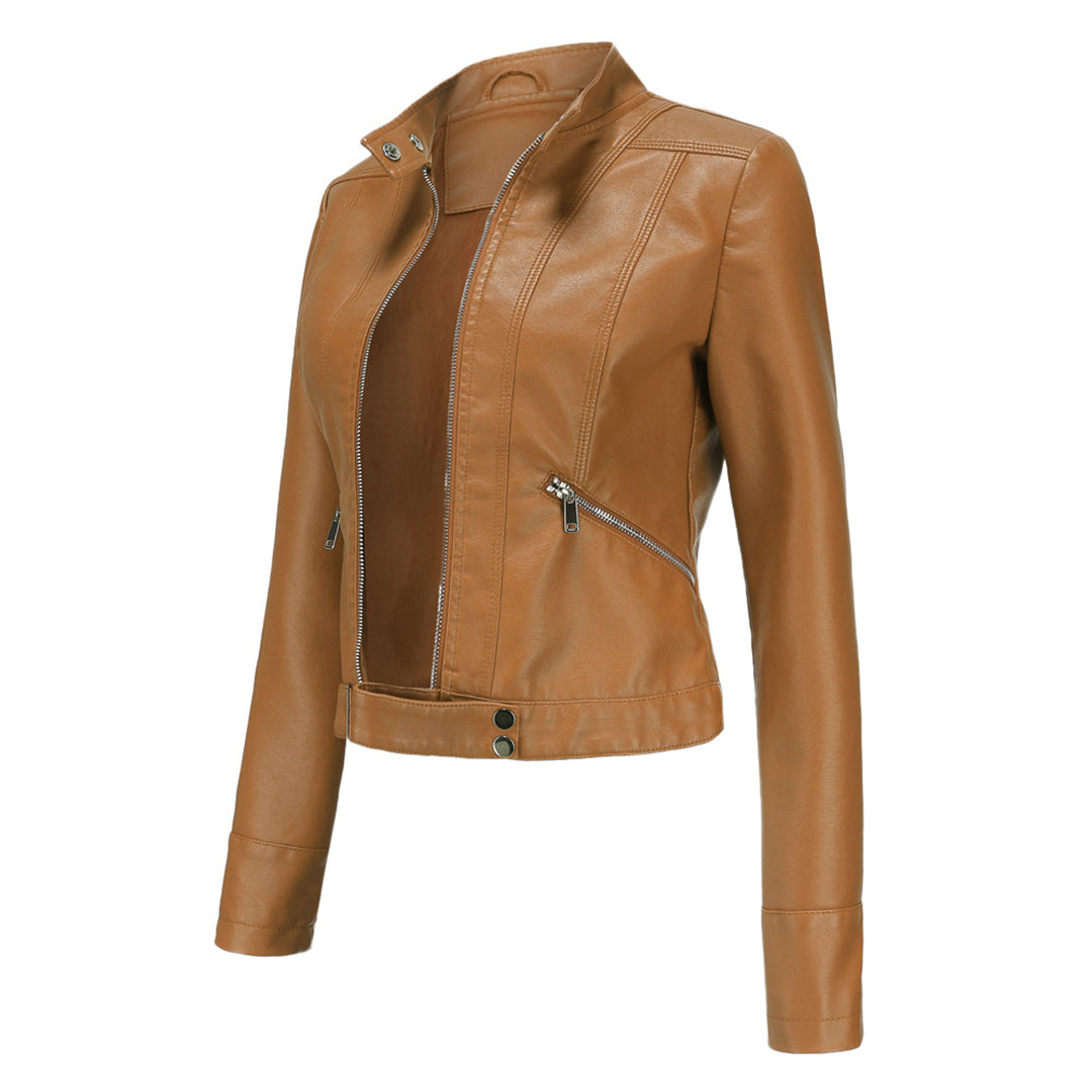 Stilvolle Damen Lederjacke Im Klassischen Design