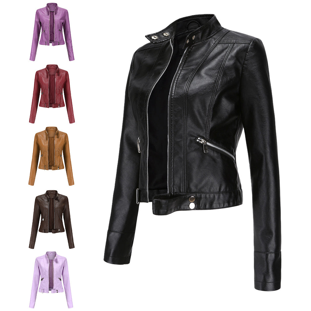 Stilvolle Damen Lederjacke Im Klassischen Design