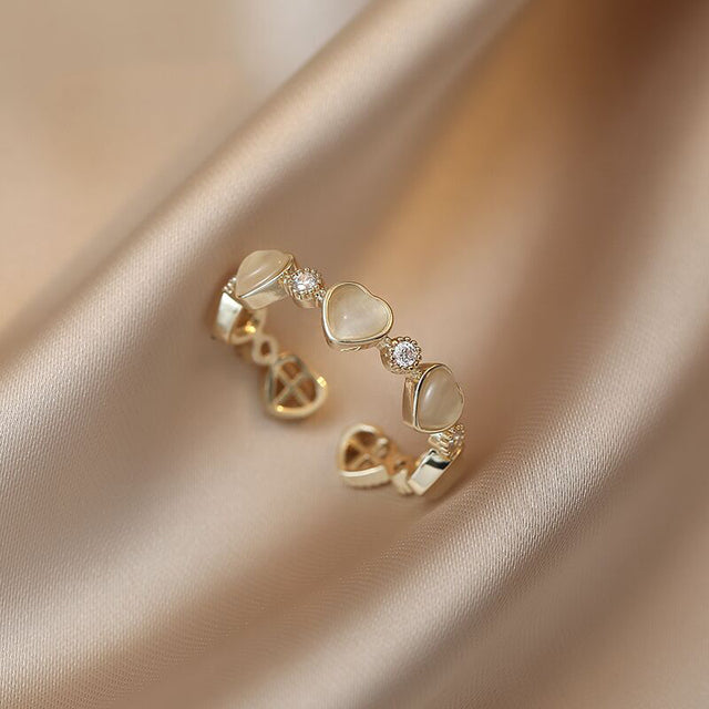 Süße herzförmige Opal-Zirkon Offene Ringe | Shop Nory