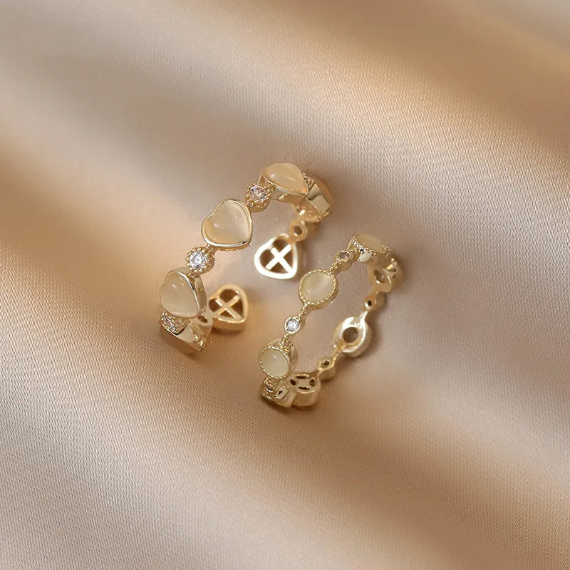 Süße herzförmige Opal-Zirkon Offene Ringe | Shop Nory