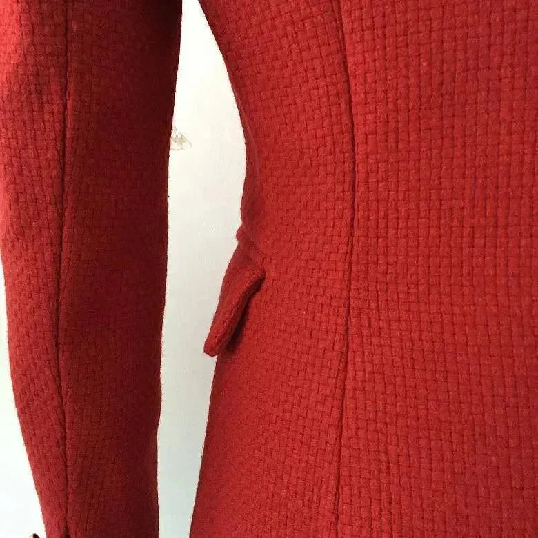Der pragmatische rote Tweed-Blazer für Frauen - Lässig - Unifarben