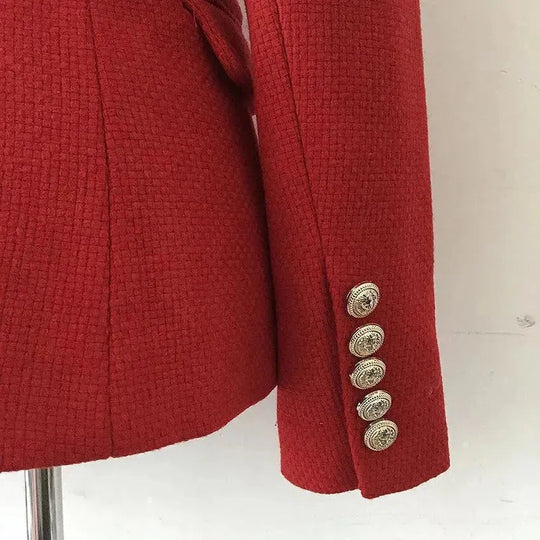 Der pragmatische rote Tweed-Blazer für Frauen - Lässig - Unifarben