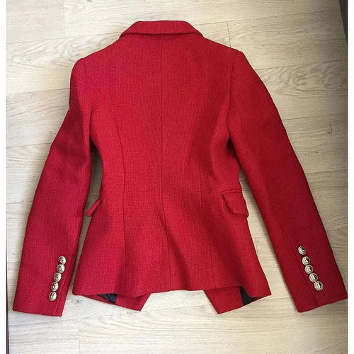 Der pragmatische rote Tweed-Blazer für Frauen - Lässig - Unifarben