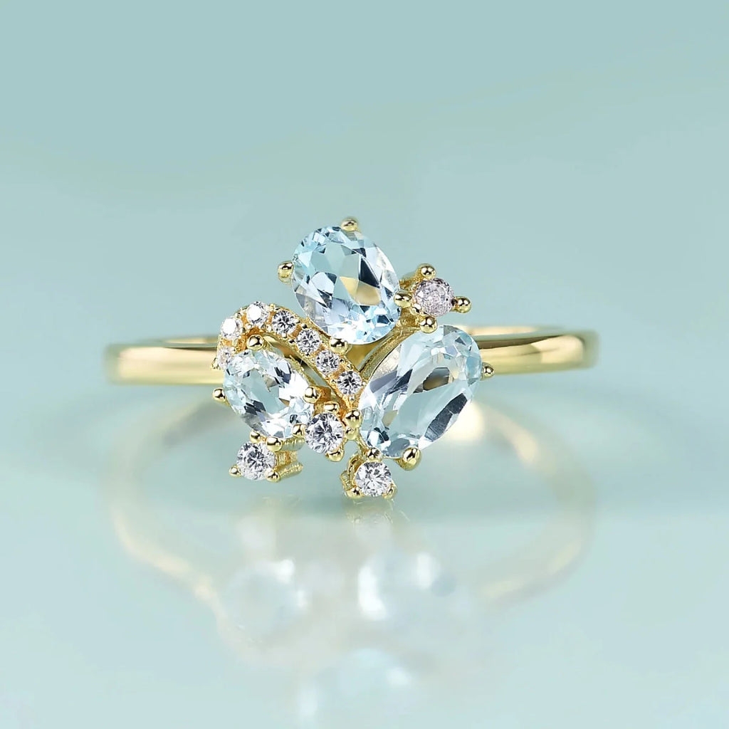 Dreistein-Blautopas-Ring | Shop Nory