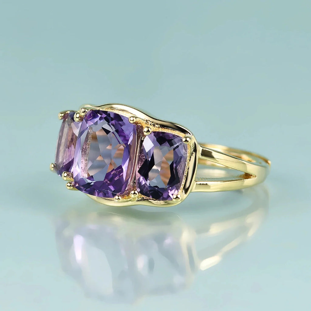 Amethyst-Ring mit Dreistein-Gitterfassung | Shop Nory