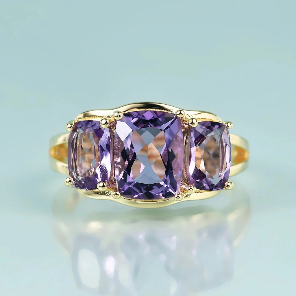 Amethyst-Ring mit Dreistein-Gitterfassung | Shop Nory