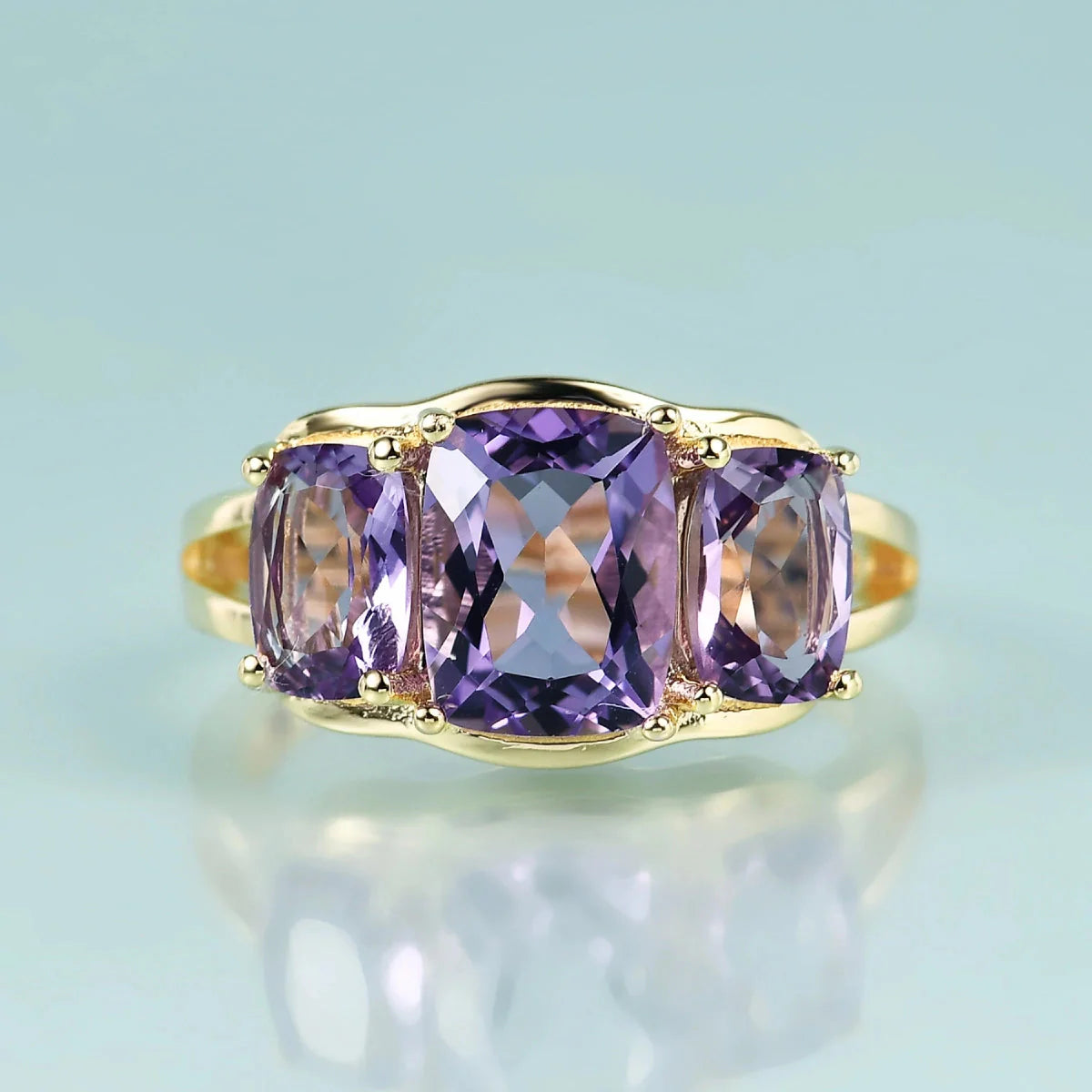 Amethyst-Ring mit Dreistein-Gitterfassung | Shop Nory