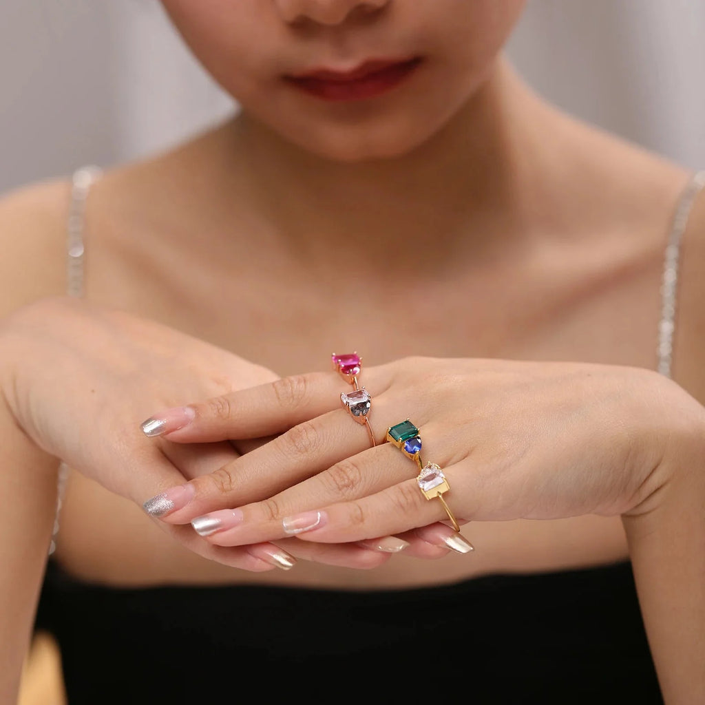 Toi et moi-Ring mit schwarzem Rutilquarz | Shop Nory