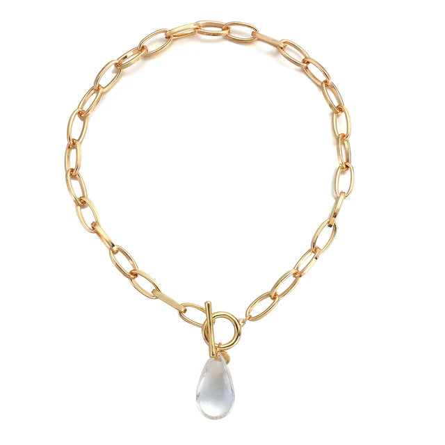 Transparente Kristall Tropfen Anhänger Halskette | Shop Nory
