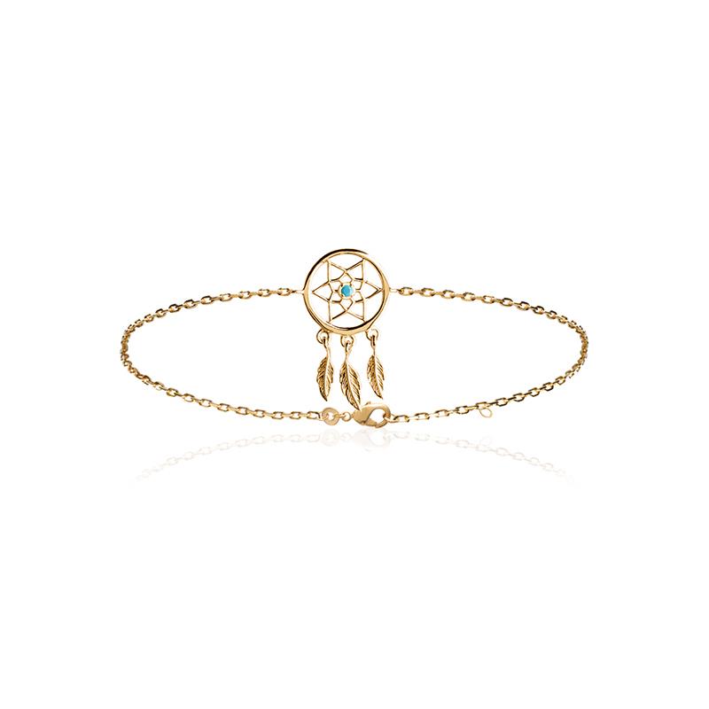 Traumfänger-Armband mit 3 Federn – 16k vergoldet – Mystik und Eleganz vereint | Shop Nory