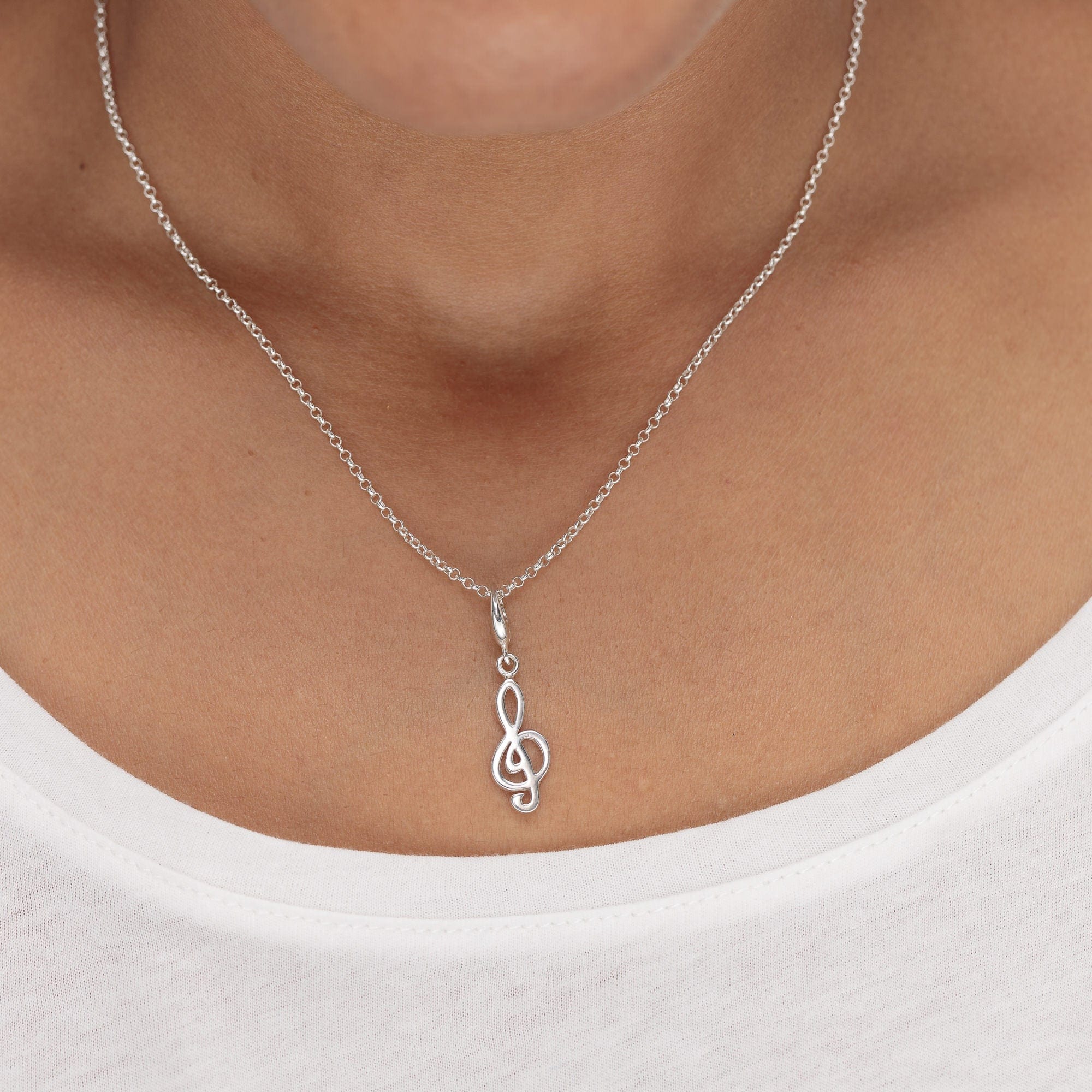 Silber Violinschlüssel Charm Halskette | Shop Nory