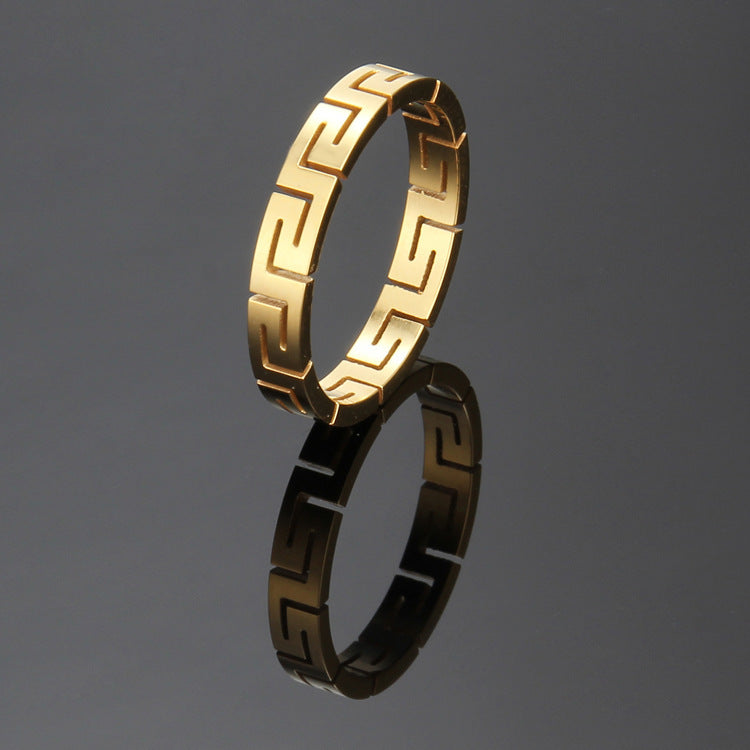 Edelstahl Hohl Geometrische Linie Ring | Shop Nory